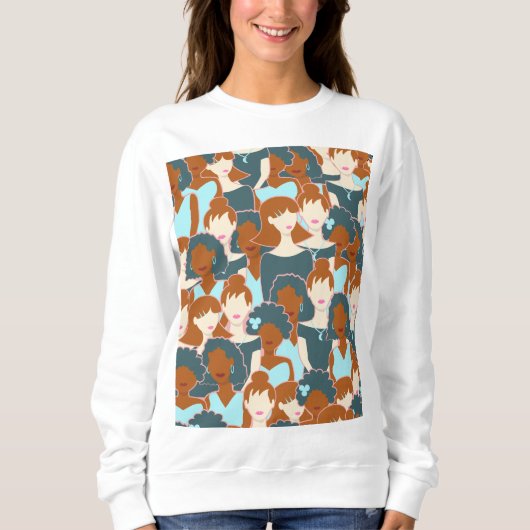 Sweatshirt Motif sans couture avec filles noires et blanches (Devant)