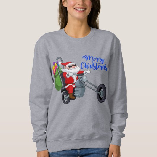 Sweatshirt moto de noël père Noël (Devant)