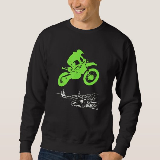Sweatshirt Motocross vert Dirt Vélo Rider Jumping Motorcycle (Devant)