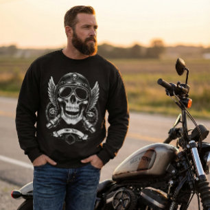 Sweatshirt Motocyclette crâne de motard personnalisée d'hiver