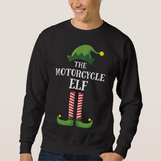 Sweatshirt Motorcycle Elf Correspondant Famille Noël (Devant)
