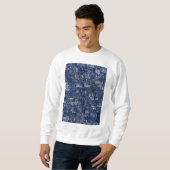 Sweatshirt Mots illisibles mélangés bleu marine (Devant entier)