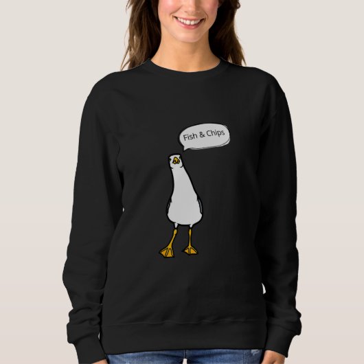 Sweatshirt Mouette en colère Fish & Chips Oiseau effronté (Devant)
