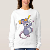 Sweatshirt Mouse at Cricket with Cricket bat (Devant)