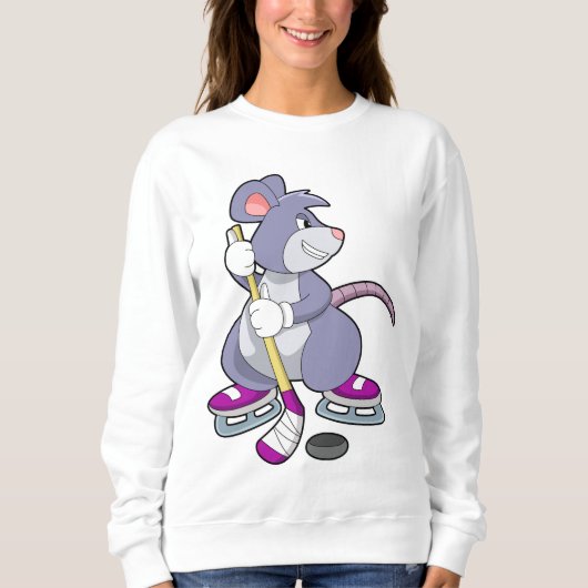 Sweatshirt Mouse at Ice hockey with Ice hockey stick (Devant)