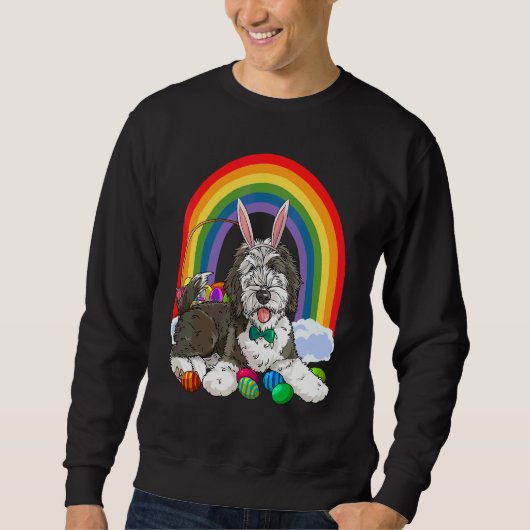 Sweatshirt Mouton mignon Sheepadoodle Joyeuses Pâques Lapin C (Devant)