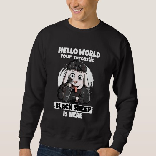 Sweatshirt Mouton Noir Du Monde Drôle (Devant)