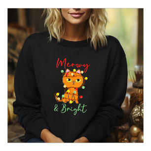 Sweatshirt Mowy & Bright mignon chat orange lumières de Noël