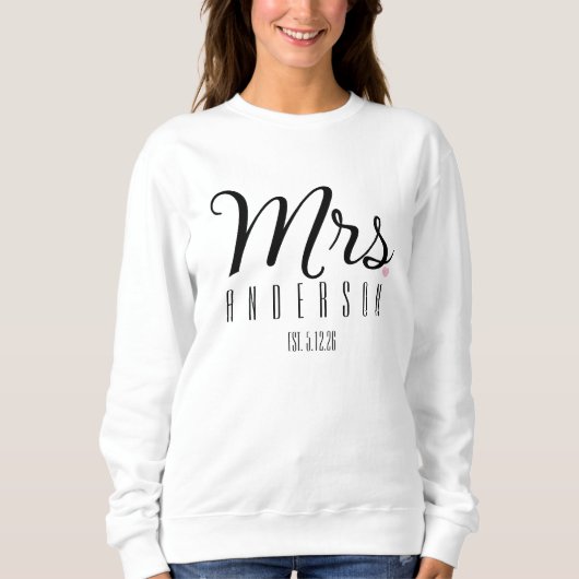 Sweatshirt Mrs Modern Script Custom Wedding Date Newlywed (Devant)