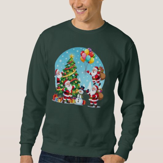 Sweatshirt **“Multi-Santa Christmas Fun – 3D Cartoon Transpar (Devant)