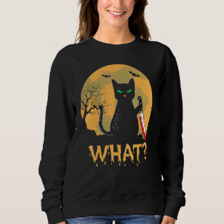 Sweatshirt Murderous Cat with Knife Halloween Black Cat Humor