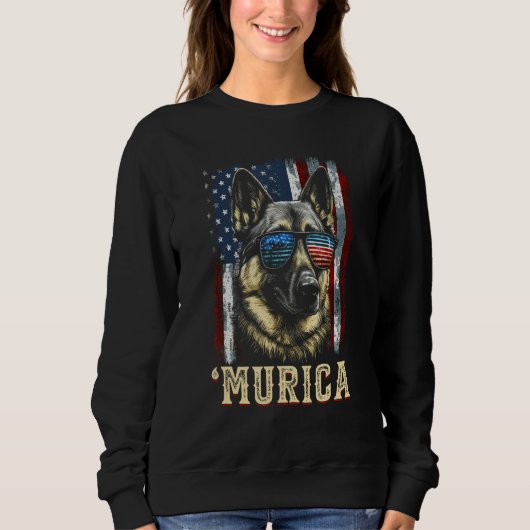 Sweatshirt Murica Patriotic German Shepherd 4th of July Dog (Devant)