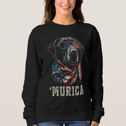 Sweatshirt Murica Patriotic Labrador Retriever 4th of July Do (Devant)