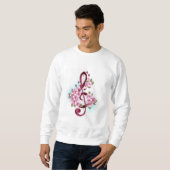 Sweatshirt Musical treble clef notes with sakura flowers (Devant entier)