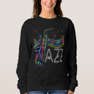 Sweatshirt Musique Classique Jazz Soul Lumière Colorée Saxoph