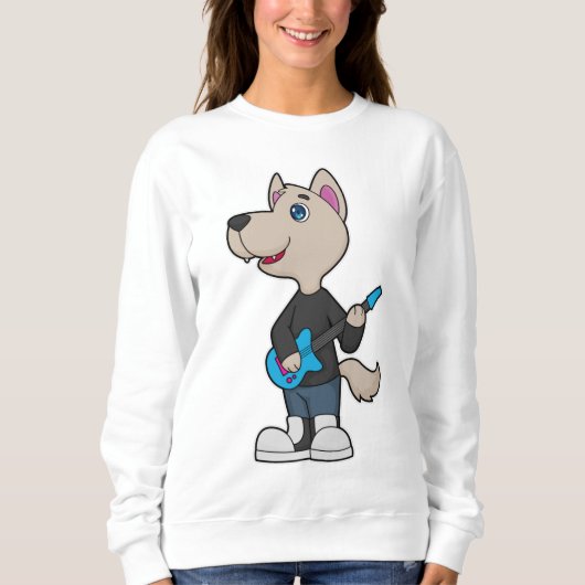 Sweatshirt Musique de guitare musicienne de chien (Devant)