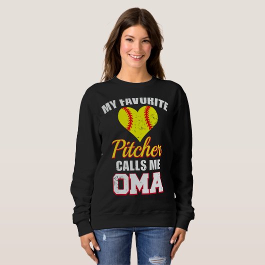 Sweatshirt My Favorite Pitcher Calls Me Oma Pitcher Softbal (Devant entier)