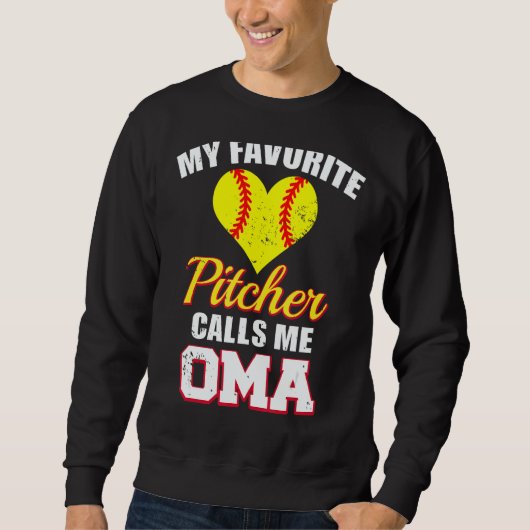 Sweatshirt My Favorite Pitcher Calls Me Oma Pitcher Softbal (Devant)