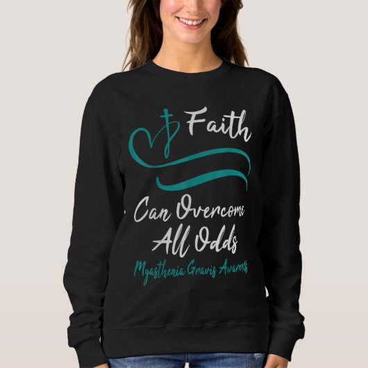 Sweatshirt Myasthenia Gravis Awareness Teal Ribbon Christian  (Devant)