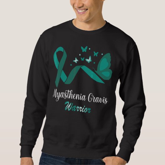Sweatshirt Myasthenia Gravis Guerrier Papillon Turquoise Ruba (Devant)