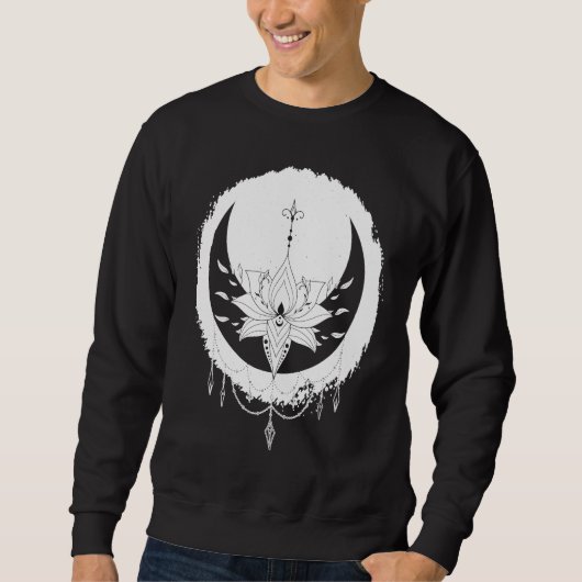 Sweatshirt Mystical Lotus  Astrological Celestial Crescent Mo (Devant)