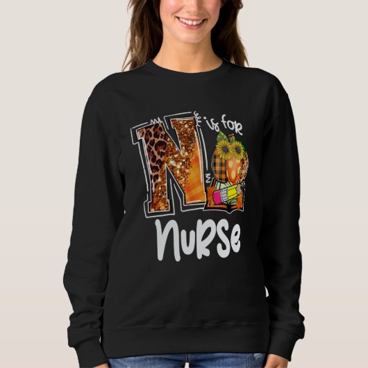 Sweatshirt N Is For Nurse Leopard Pumpkin Fall Thanksgiving (Devant)