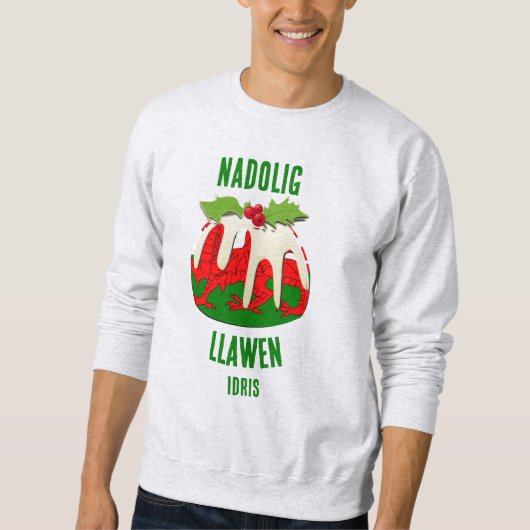 Sweatshirt Nadolig Llawen WALES Welsh Merry Christmas Pudding (Devant)