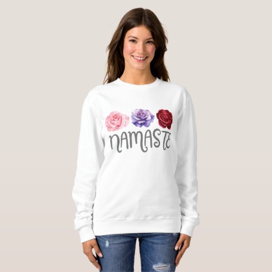 Sweatshirt Namaste à trois fleurs (Devant entier)