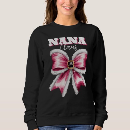 Sweatshirt Nana Claus Père Noël Bow Noël personnalisé (Devant)