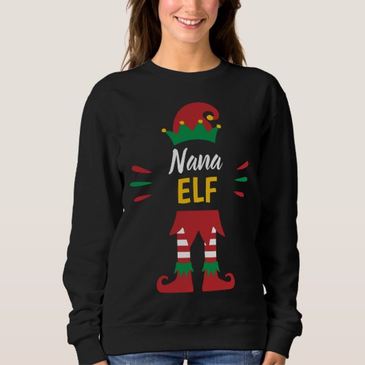 Sweatshirt Nana Elf | Joyeux Noël de famille (Devant)