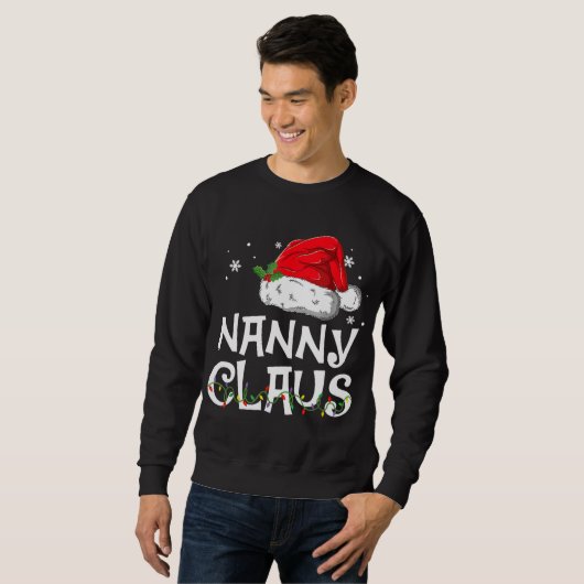 Sweatshirt Nanny Claus Père Noël Funny Christmas Pyjama Corre (Devant entier)