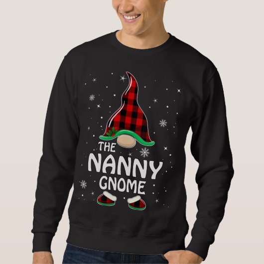 Sweatshirt Nanny Gnome Buffalo Plaid Matching Family Christma (Devant)