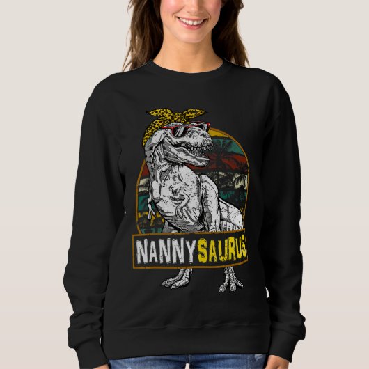 Sweatshirt Nannysaurus Léopard Rex Dinosaure Nanny Saurus Mot (Devant)