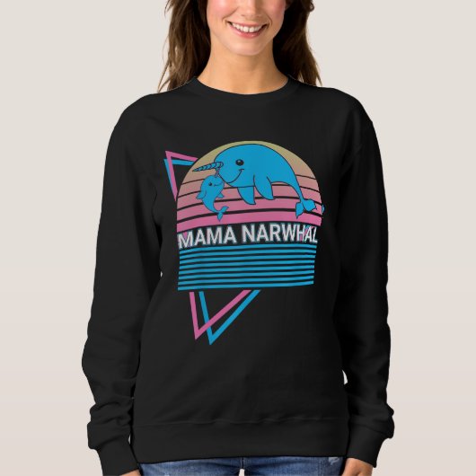 Sweatshirt Narwhal Mama Retro Mama Narwhal (Devant)