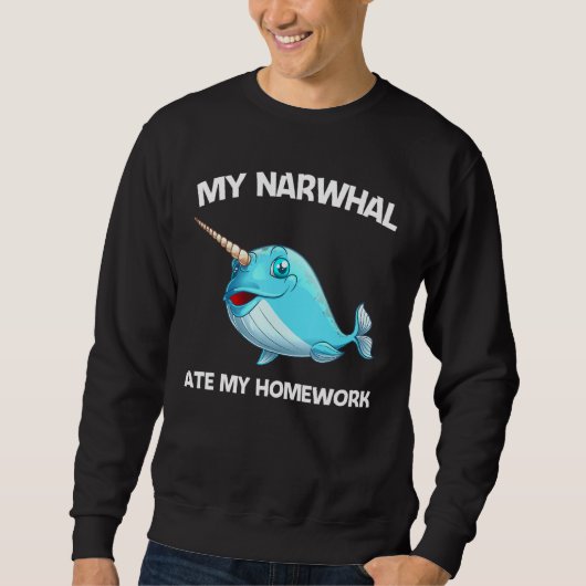 Sweatshirt Narwhal Pour Enfants Garçons Fille Baleine de mer  (Devant)