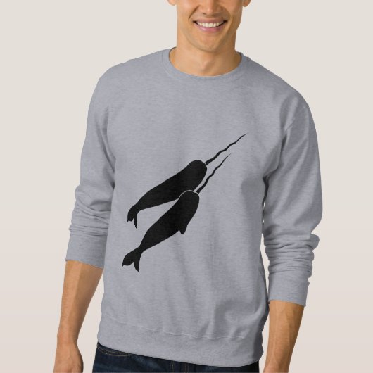Sweatshirt Narwhals mignon nageant ensemble la silhouette (Devant)