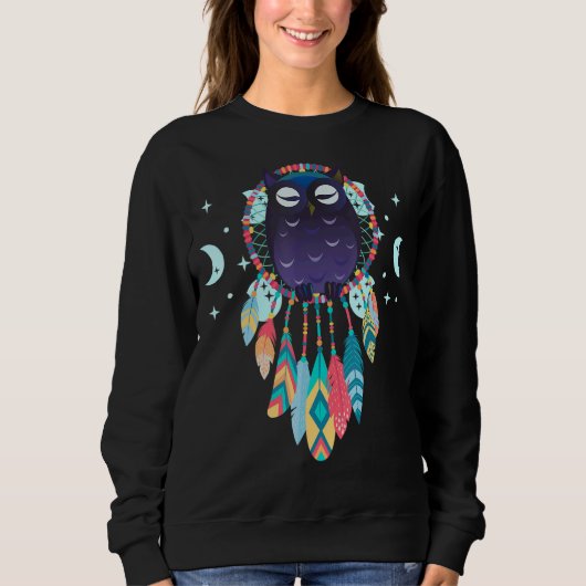 Sweatshirt Native American Moon Dreamcatcher Owl Spiritual Dr (Devant)