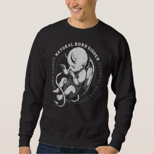 Sweatshirt Naturel Born Sinner Devil Baby Grunge Goth Emo Pun