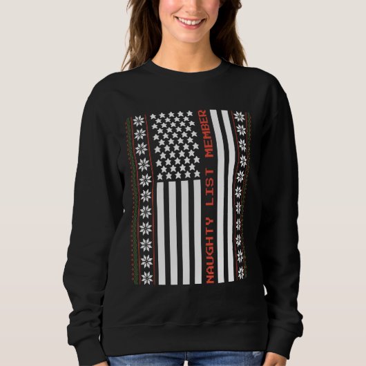 SWEATSHIRT NAUGHTY CHRISTMAS USA NAUGHTY LIST MEMBRE (Devant)