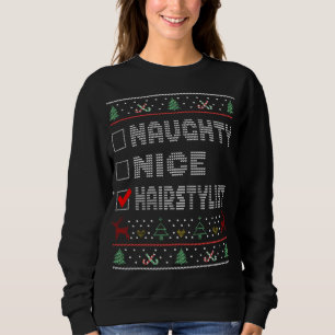 Sweatshirt Naughty Nice coiffeuse, Groupe de Noël corresponda
