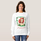 Sweatshirt Naughty & Nice Retro Christmas Pinup (Devant entier)