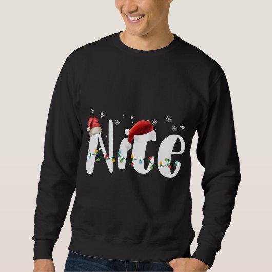 Sweatshirt Naughty ou Nice Matching Christmas lights Couples (Devant)