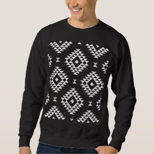 Sweatshirt Navajo Géométrique : Tribal Blanc Noir.