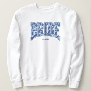 Sweatshirt Navy Blue Toile MARIÉE Fête de fiançailles Enterre