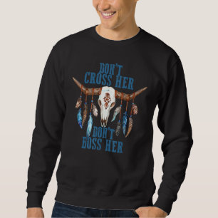 Sweatshirt Ne croisez pas son dos Boss Son Boho Cow Bull Skul