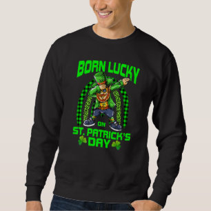Sweatshirt Né Lucky Sur Jour de la Saint Patrick Dabbing Lepr