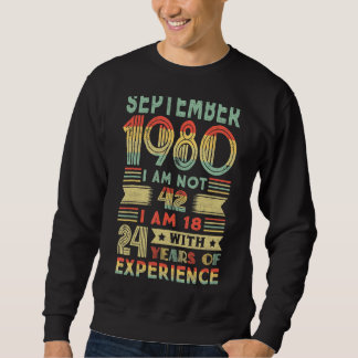 Sweatshirt Né Septembre 1980 42e Anniversaire Fabriqué En 198