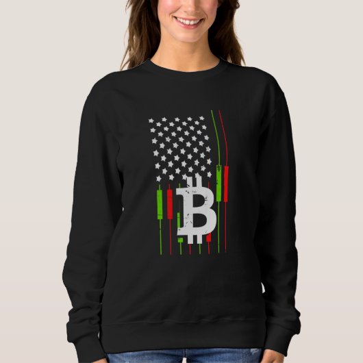 Sweatshirt Négociation de Bitcoin Drapeau États-Unis Cryptomo (Devant)