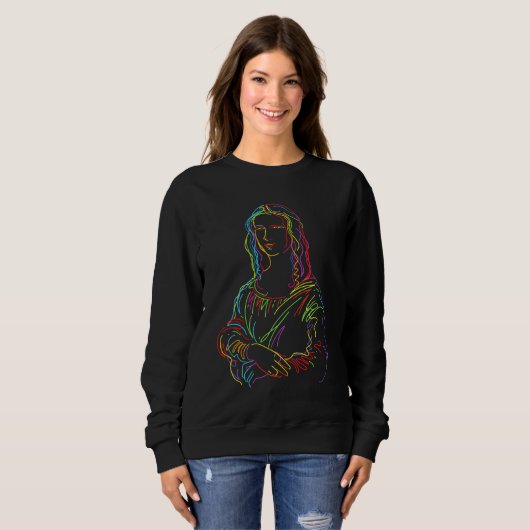 Sweatshirt Neon Abstrait Mona Lisa Line Art (Devant entier)