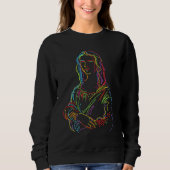 Sweatshirt Neon Abstrait Mona Lisa Line Art (Devant)